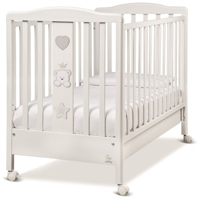 Detská postieľka z masívu Italbaby Baby Re so šuplíkom – biela